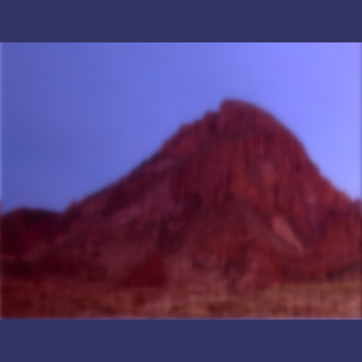 Original RGB Image of a mountain at dusk in the Southwest United States.  The image contains a flat blue sky and a red mountain with signifcant 'high-spatial'  features.
